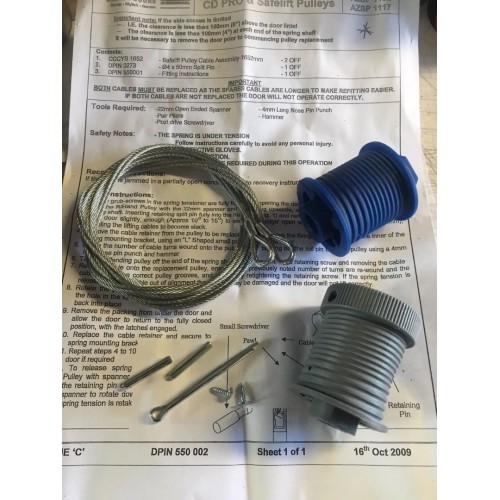 Cardale GENUINE CD Professional Safelift Pulley Drums & Cables