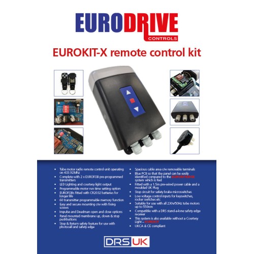 Eurodrive EUROKIT X Remote control unit c/w 2 x Fobs for Roller Shutter Electric Doors