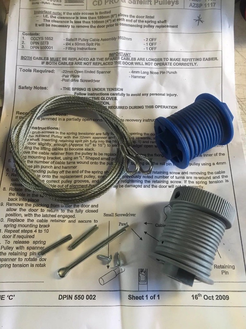 Cardale GENUINE CD Professional Safelift Pulley Drums & Cables Cardale GENUINE CD Professional Safelift Pulley Drums & Cables